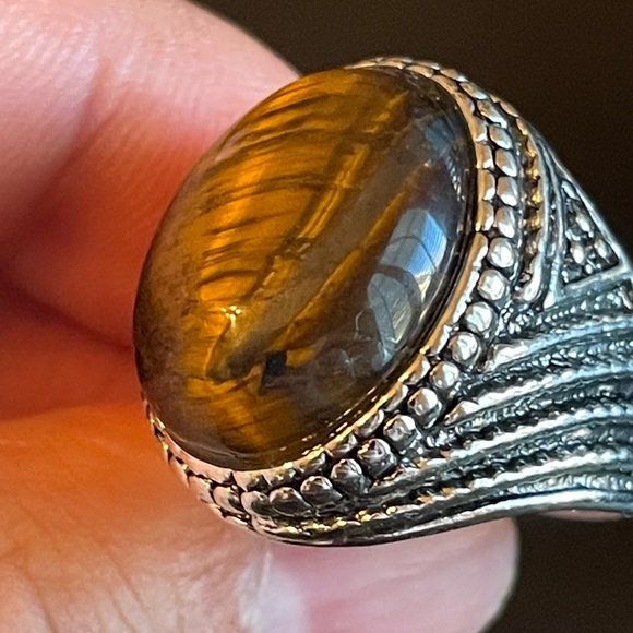 Cool tiger eye stone S925 silver ring size 9.25 - Picture 7 of 9